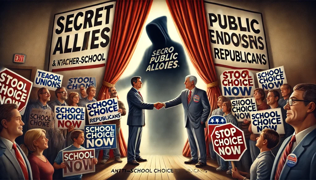 union leaders shaking hands with teachers