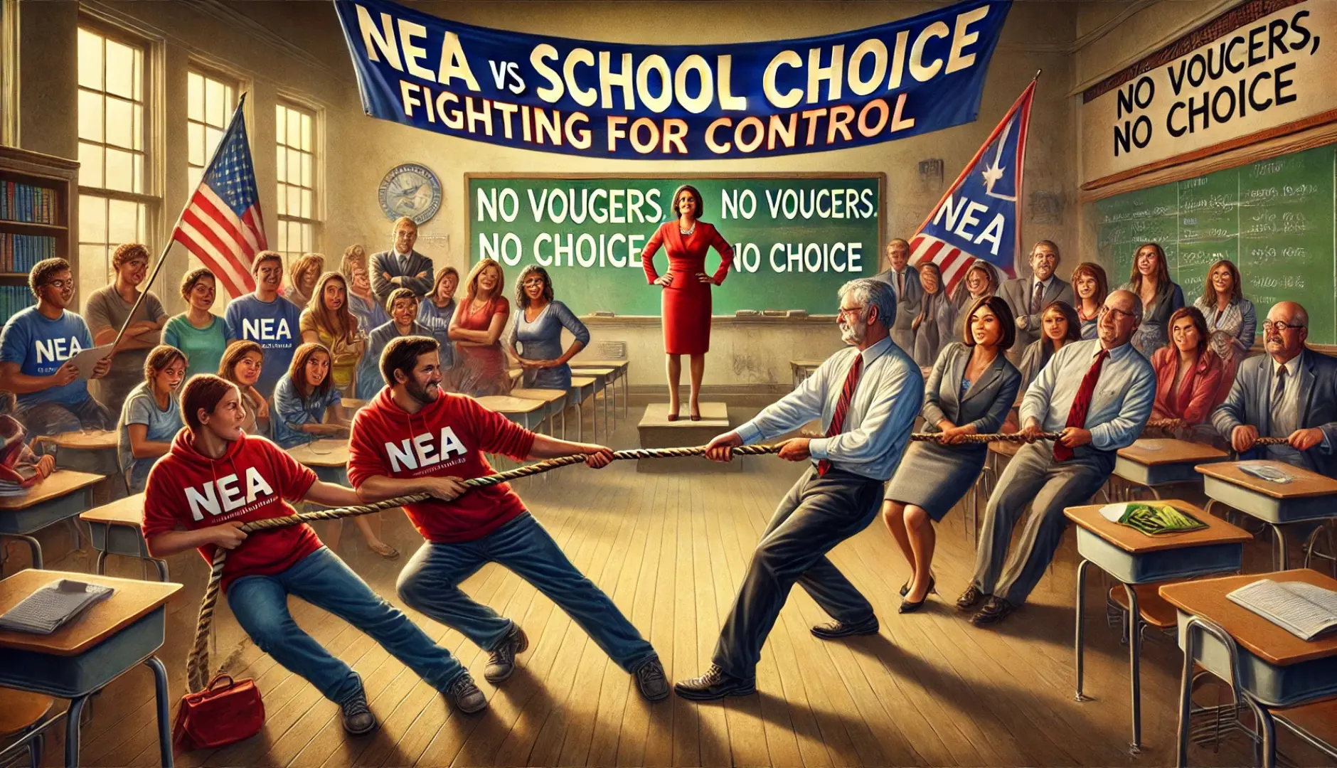 teachers and NEA playing tug of war