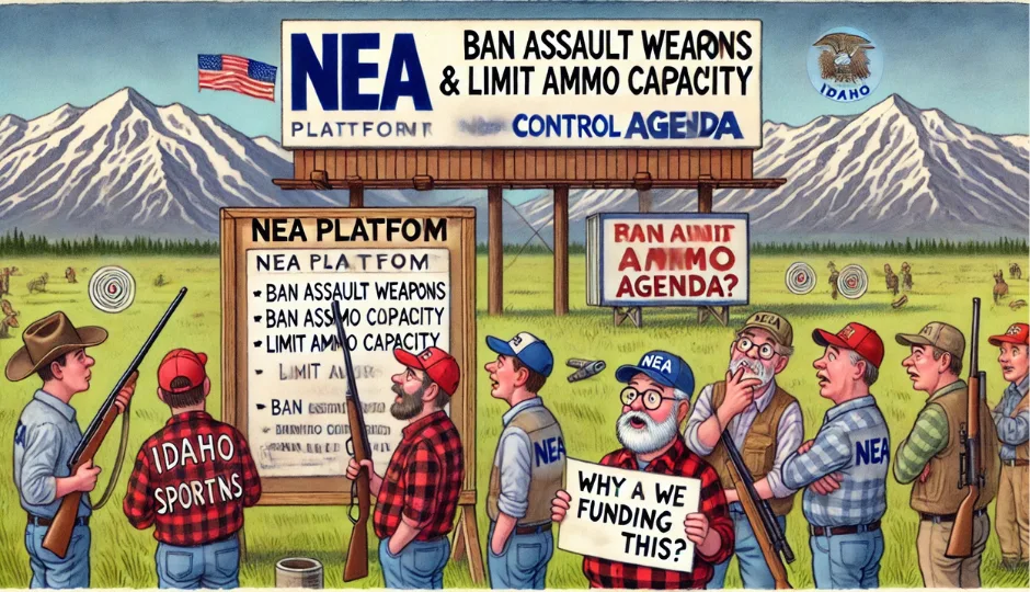 group of Idaho sportsmen at a range wondering why they would want to support NEA agenda